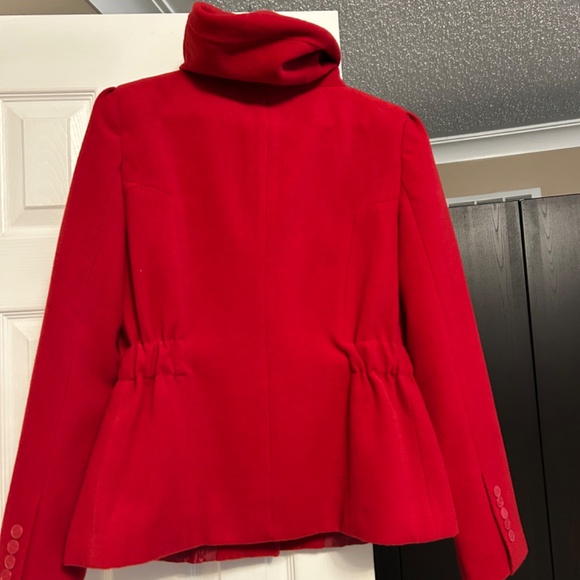 Red Flannel-Feel Cinched Waist Jacket – Size Medium - Picture 2 of 4